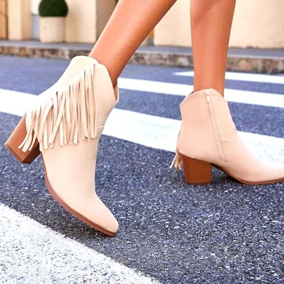 (13-3723)   Coutgo Women's  Western Khaki  Ankle Boots  Sz 7 - Picture 1 of 13